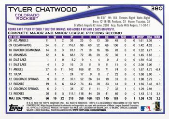 2014 Topps #380 Tyler Chatwood Back