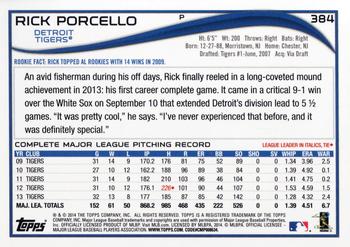 2014 Topps #384 Rick Porcello Back