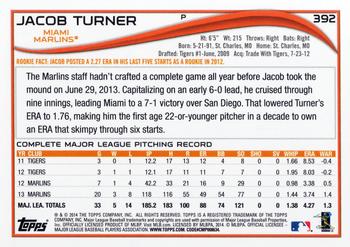2014 Topps #392 Jacob Turner Back
