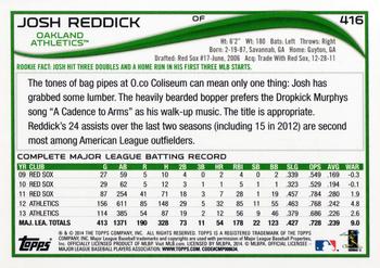 2014 Topps #416 Josh Reddick Back