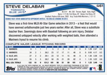 2014 Topps #461 Steve Delabar Back