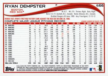 2014 Topps #466 Ryan Dempster Back