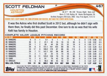 2014 Topps #467 Scott Feldman Back