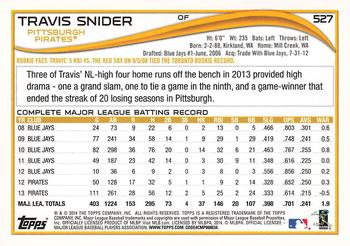 2014 Topps #527 Travis Snider Back