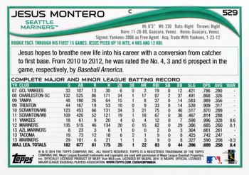 2014 Topps #529 Jesus Montero Back