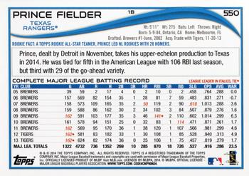 2014 Topps #550 Prince Fielder Back