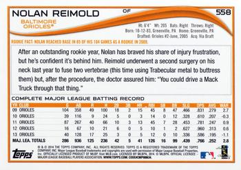 2014 Topps #558 Nolan Reimold Back