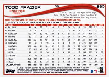 2014 Topps #580 Todd Frazier Back