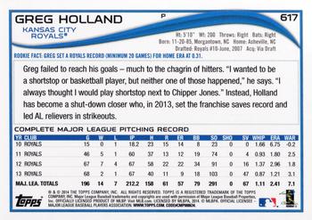 2014 Topps #617 Greg Holland Back