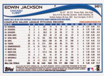 2014 Topps #361 Edwin Jackson Back