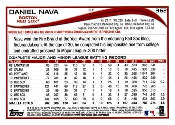 2014 Topps #362 Daniel Nava Back
