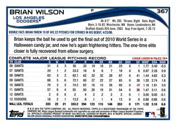 2014 Topps #367 Brian Wilson Back