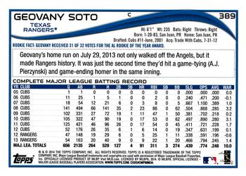 2014 Topps #389 Geovany Soto Back