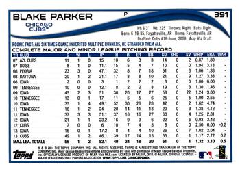 2014 Topps #391 Blake Parker Back