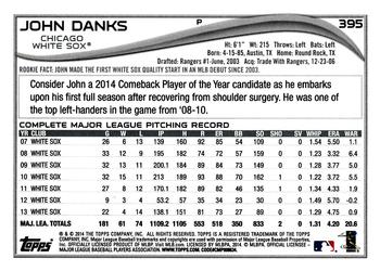 2014 Topps #395 John Danks Back