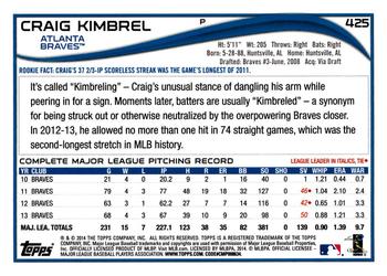 2014 Topps #425 Craig Kimbrel Back