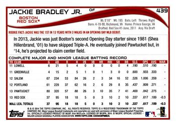 2014 Topps #439 Jackie Bradley Jr. Back