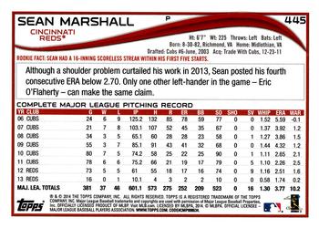 2014 Topps #445 Sean Marshall Back