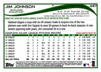 2014 Topps #487 Jim Johnson Back