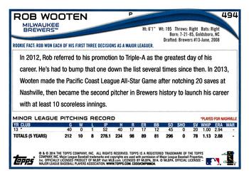 2014 Topps #494 Rob Wooten Back