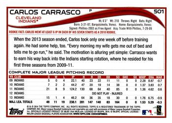 2014 Topps #501 Carlos Carrasco Back