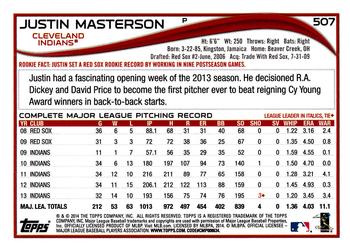 2014 Topps #507 Justin Masterson Back