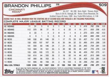 2014 Topps #509 Brandon Phillips Back