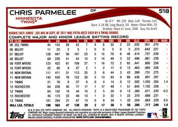 2014 Topps #518 Chris Parmelee Back