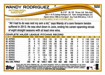 2014 Topps #522 Wandy Rodriguez Back