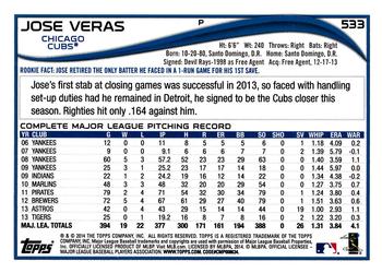 2014 Topps #533 Jose Veras Back