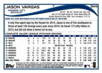 2014 Topps #544 Jason Vargas Back