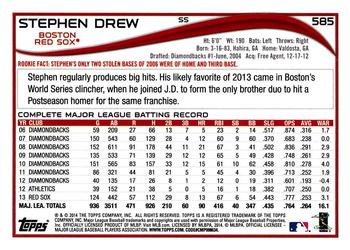2014 Topps #585 Stephen Drew Back