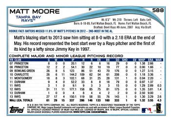 2014 Topps #588 Matt Moore Back