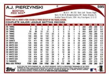 2014 Topps #595 A.J. Pierzynski Back