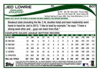 2014 Topps #607 Jed Lowrie Back
