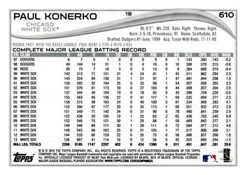 2014 Topps #610 Paul Konerko Back