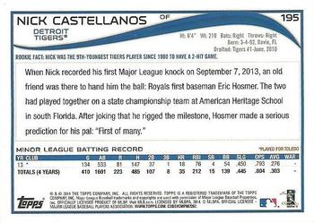 2014 Topps #195 Nick Castellanos Back