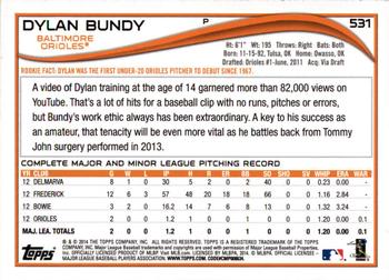 2014 Topps #531 Dylan Bundy Back