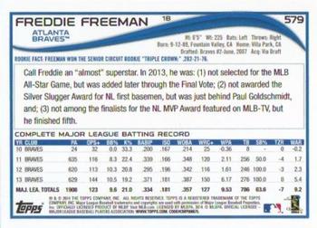 2014 Topps #579 Freddie Freeman Back