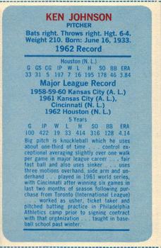 1963 Pepsi-Cola Houston Colt .45s #NNO Ken Johnson Back