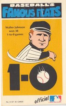 1973 Fleer Official Major League Patches - Famous Feats #8 Walter Johnson Front