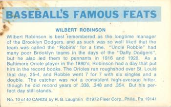 1973 Fleer Official Major League Patches - Famous Feats #10 Wilbert Robinson Back