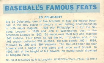 1973 Fleer Official Major League Patches - Famous Feats #38 Ed Delahanty Back