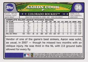 2008 Topps - Gold Foil #34 Aaron Cook Back