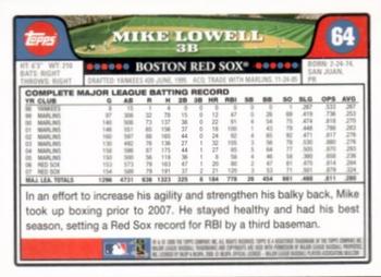 2008 Topps - Gold Foil #64 Mike Lowell Back