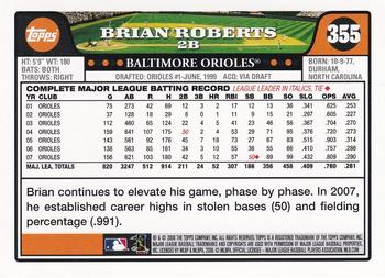 2008 Topps - Gold Foil #355 Brian Roberts Back