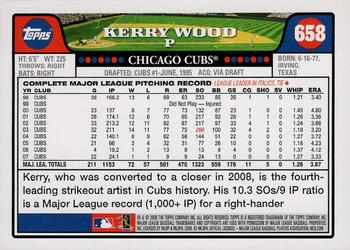 2008 Topps - Gold Foil #658 Kerry Wood Back