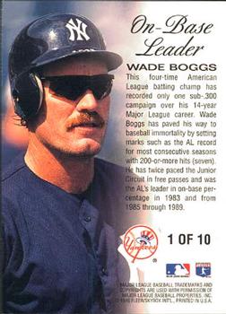 1996 Ultra - On-Base Leaders #1 Wade Boggs Back
