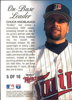 1996 Ultra - On-Base Leaders #5 Chuck Knoblauch Back