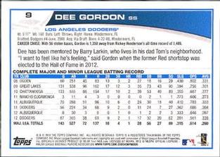 2013 Topps Mini #9 Dee Gordon Back